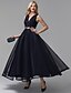 cheap Prom Dresses-A-Line Elegant Dress Wedding Guest Cocktail Party Ankle Length Sleeveless V Wire Spandex with Sash / Ribbon 2023