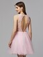 cheap Special Occasion Dresses-A-Line Beautiful Back Homecoming Cocktail Party Dress Jewel Neck Sleeveless Short / Mini Tulle with Beading 2020