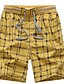 cheap Men&#039;s Pants-Men&#039;s Basic Daily Shorts Pants Check Knee Length Drawstring White Yellow Orange Navy Blue Light Blue