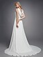 cheap Wedding Dresses-A-Line Wedding Dresses V Neck Floor Length Chiffon Lace Regular Straps Sexy with Beading Appliques Button 2020 / Beautiful Back