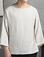 cheap Men&#039;s Tees &amp; Tank Tops-Men&#039;s Daily Plus Size T-shirt Solid Colored Long Sleeve Tops Cotton Linen Chinoiserie Round Neck White Khaki Green