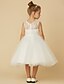 cheap Flower Girl Dresses-Princess Tea Length Flower Girl Dress First Communion Cute Prom Dress Lace with Sash / Ribbon Fit 3-16 Years