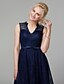 cheap Special Occasion Dresses-A-Line Elegant Dress Prom Asymmetrical Sleeveless V Neck Lace with Bow(s) Beading 2022