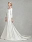 cheap Wedding Dresses-Engagement Formal Wedding Dresses Chapel Train Mermaid / Trumpet Long Sleeve Bateau Neck Satin With Sash / Ribbon Bow(s) 2023 Bridal Gowns