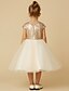 cheap Flower Girl Dresses-Princess Tea Length Tulle Sequined Pageant Flower Girl Dresses with Sash / Ribbon Bow(s)