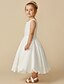 זול שמלות לילדות פרחים-גזרת A באורך הקרסול שמלה לנערת הפרחים  חתונה שמלת נשף חמודה טפטה עם סרט מתאים 3-16 שנים