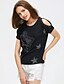 preiswerte T-Shirts für Damen-Damen Druck T-shirt - Baumwolle Alltag Weiß / Schwarz