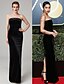 cheap Special Occasion Dresses-Sheath / Column Celebrity Style Minimalist Furcal Holiday Cocktail Party Formal Evening Dress Strapless Sleeveless Floor Length Velvet with Pleats Split 2021