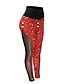cheap Leggings-Women&#039;s Daily Sporty Legging Geometric Color Block Mesh Mid Waist Red S M L