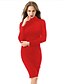 cheap Sweater Dresses-Women&#039;s Party Weekend Sheath Dress Turtleneck Cotton Red Fuchsia Khaki L XL XXL / Sexy