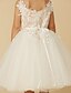 cheap Flower Girl Dresses-Princess Knee Length Flower Girl Dress Wedding Cute Prom Dress Lace with Crystal Fit 3-16 Years
