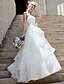 levne Svatební šaty-Plesové šaty Srdcový výstřih Na zem Organza Bez ramínek Open Back Svatební šaty vyrobené na míru s Květiny / Křížení / Vrstvené 2020