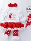 billiga Babykläder för flicka-Bebis Flickor Aktiv Streetchic Jul Helgdag Utekväll Bomull Tryck Nät Långärmad Normal Klädesset Vit Rubinrött