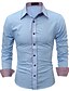 cheap Men&#039;s Shirts-Men&#039;s Daily Work Business / Basic Plus Size Slim Shirt - Solid Colored / Color Block Patchwork Blue / Long Sleeve / Summer