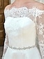 cheap Wedding Dresses-Hall A-Line Wedding Dresses Asymmetrical Little White Dresses Long Sleeve Off Shoulder Lace With Lace Crystal Brooch 2023 Spring, Fall, Winter, Summer Bridal Gowns / Reception / Beach
