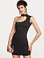 billige Women&#039;s Dresses-Women&#039;s Bodycon Short Mini Dress Black Sleeveless One Shoulder Skinny S M L XL / High Waist / Sexy