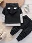 cheap Baby Boys&#039; Clothing Sets-Baby Boys&#039; Casual Basic Daily Sports Black &amp; White Solid Colored Long Sleeve Regular Regular Linen Clothing Set Black / Toddler