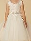 cheap Flower Girl Dresses-Princess Knee Length Flower Girl Dress Wedding Cute Prom Dress Lace with Crystal Fit 3-16 Years