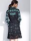 abordables Robes Femme-Femme Basique Au dessus du genou Mince Trapèze Robe - Mosaïque, Géométrique / Bloc de Couleur Mao Printemps Vert XXXL XXXXL XXXXXL Manches Longues