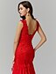 cheap Evening Dresses-Mermaid / Trumpet Luxurious Dress Engagement Floor Length Sleeveless Jewel Neck Lace Over Charmeuse Backless with Sequin Appliques 2022 / Formal Evening