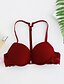 abordables Soutien-gorge-Push-Up Coupe Triangle Femme Couleur Pleine Sexy Autres Vin / Soutien-gorge