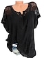 cheap Women&#039;s Blouses &amp; Shirts-Women&#039;s Shirt Blouse Black White Red Solid Color Plain Lace Half Sleeve Casual Daily Basic Vintage Elegant V Neck Regular S