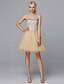 abordables Vestidos para ocasiones especiales-A-Line Cute Dress Homecoming Cocktail Party Short / Mini Sleeveless Sweetheart Lace with Crystals 2024