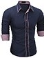 cheap Men&#039;s Shirts-Men&#039;s Daily Work Business / Basic Plus Size Slim Shirt - Solid Colored / Color Block Patchwork Blue / Long Sleeve / Summer