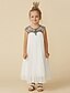 cheap Flower Girl Dresses-A-Line Tea Length Flower Girl Dress Holiday Cute Prom Dress Chiffon with Beading Fit 3-16 Years