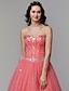 cheap Evening Dresses-Ball Gown Elegant Sparkle &amp; Shine Beaded &amp; Sequin Quinceanera Formal Evening Dress Sweetheart Neckline Sleeveless Floor Length Satin Tulle with Crystals 2021