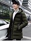 cheap Men&#039;s Downs &amp; Parkas-Men&#039;s Winter Parka Parka Sports Solid Colored White Goose Down Long Acrylic Cotton Linen Long Sleeve Hooded Black / Army Green / Gray M / L / XL