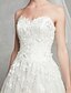 cheap Wedding Dresses-A-Line Wedding Dresses Sweetheart Neckline Court Train Lace Tulle Strapless Romantic Backless with Lace 2021