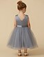 cheap Flower Girl Dresses-Princess Tea Length Flower Girl Dress - Satin / Tulle Sleeveless V Neck with Sash / Ribbon / Bow(s) / Pleats