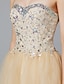 abordables Vestidos para ocasiones especiales-A-Line Cute Dress Homecoming Cocktail Party Short / Mini Sleeveless Sweetheart Lace with Crystals 2024
