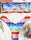 cheap Women&#039;s Swimwear &amp; Bikinis-Women&#039;s Sporty / Basic Strapless Rainbow Bandeau Thong Bikini Swimwear - Rainbow Backless S M L / Sexy