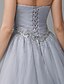 billiga Aftonklänningar-Ball Gown Luxurious Dress Quinceanera Floor Length Sleeveless Sweetheart Neckline Tulle with Crystals Beading 2022 / Formal Evening