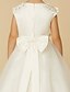 cheap Flower Girl Dresses-Princess Ankle Length Flower Girl Dress - Satin / Tulle Short Sleeve Jewel Neck with Appliques / Bow(s) / Lace by LAN TING BRIDE® / First Communion