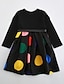 Χαμηλού Κόστους Φορέματα-Παιδιά Κοριτσίστικα Γλυκός Καθημερινά Πουά Patchwork Patchwork Μακρυμάνικο Φόρεμα Μαύρο