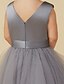 cheap Flower Girl Dresses-Princess Tea Length Flower Girl Dress - Satin / Tulle Sleeveless V Neck with Sash / Ribbon / Bow(s) / Pleats