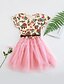 preiswerte Kleider-Kids Floral Short Sleeve Dress Pink