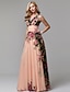 Χαμηλού Κόστους Βραδινά Φορέματα-Φόρεμα για πάρτι σε γραμμή φλοράλ φόρεμα γιορτινό γάμο καλεσμένων στο πάτωμα αμάνικο v λαιμό φόρεμα παράνυμφος σιφόν με σχέδιο / στάμπα 2024