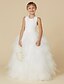 cheap Flower Girl Dresses-Ball Gown Floor Length Flower Girl Dress First Communion Cute Prom Dress Lace with Cascading Ruffles Fit 3-16 Years