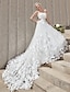 cheap Wedding Dresses-Engagement Open Back Formal Wedding Dresses Ball Gown Square Neck Strapless Chapel Train Lace Bridal Gowns With Crystals Flower 2024