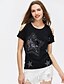 preiswerte T-Shirts für Damen-Damen Druck T-shirt - Baumwolle Alltag Weiß / Schwarz