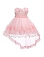 billige Kjoler til babypiger-Baby Pige Vintage I-byen-tøj Fødselsdag Ensfarvet Uden ærmer Knælang Asymmetrisk Kjole Hvid