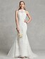 cheap Wedding Dresses-Mermaid / Trumpet Bateau Neck Court Train Lace / Tulle Regular Straps Sexy See-Through / Illusion Detail / Backless Made-To-Measure Wedding Dresses with Beading / Appliques 2020