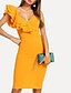 cheap Dresses For Date-Women&#039;s Daily Sheath Dress - Solid Colored High Waist Deep V Yellow L XL XXL / Sexy