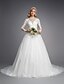 זול שמלות כלה-אירוסין רשמי שמלות חתונה שובל קורט נשף שרוול ארוך צווארון גבוה תחרה עם חרוזים אפליקציות 2023 קיץ שמלות כלה