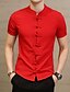 abordables Camisas de hombre-Hombre Camisa Color sólido Talla Grande Manga Corta Noche Tops Tejido Oriental Cuello Mao Negro Gris Rojo