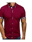 cheap Men&#039;s Shirts-Men&#039;s Daily Work Basic Plus Size Cotton Slim Shirt - Solid Colored / Color Block Patchwork Navy Blue / Short Sleeve / Summer